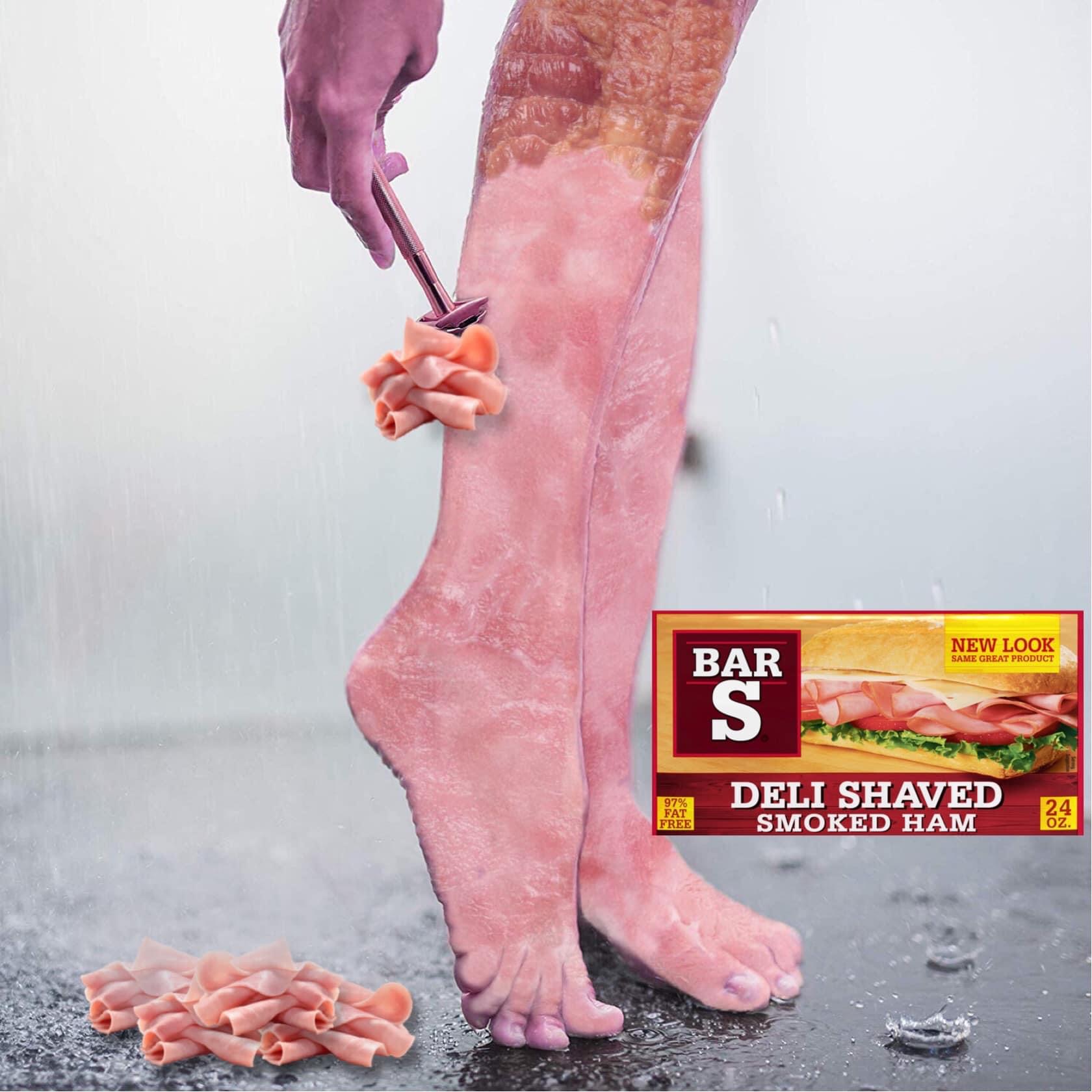 human leg - New Look Bar Same Great Product S 97% Fat Free Deli Shaved Smoked Ham 24 oz.