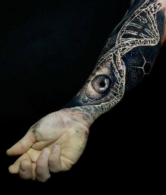 awesome tattoos - dna sleeve tattoo