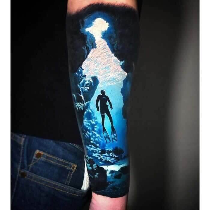 awesome tattoos - tatuagem de mergulho -