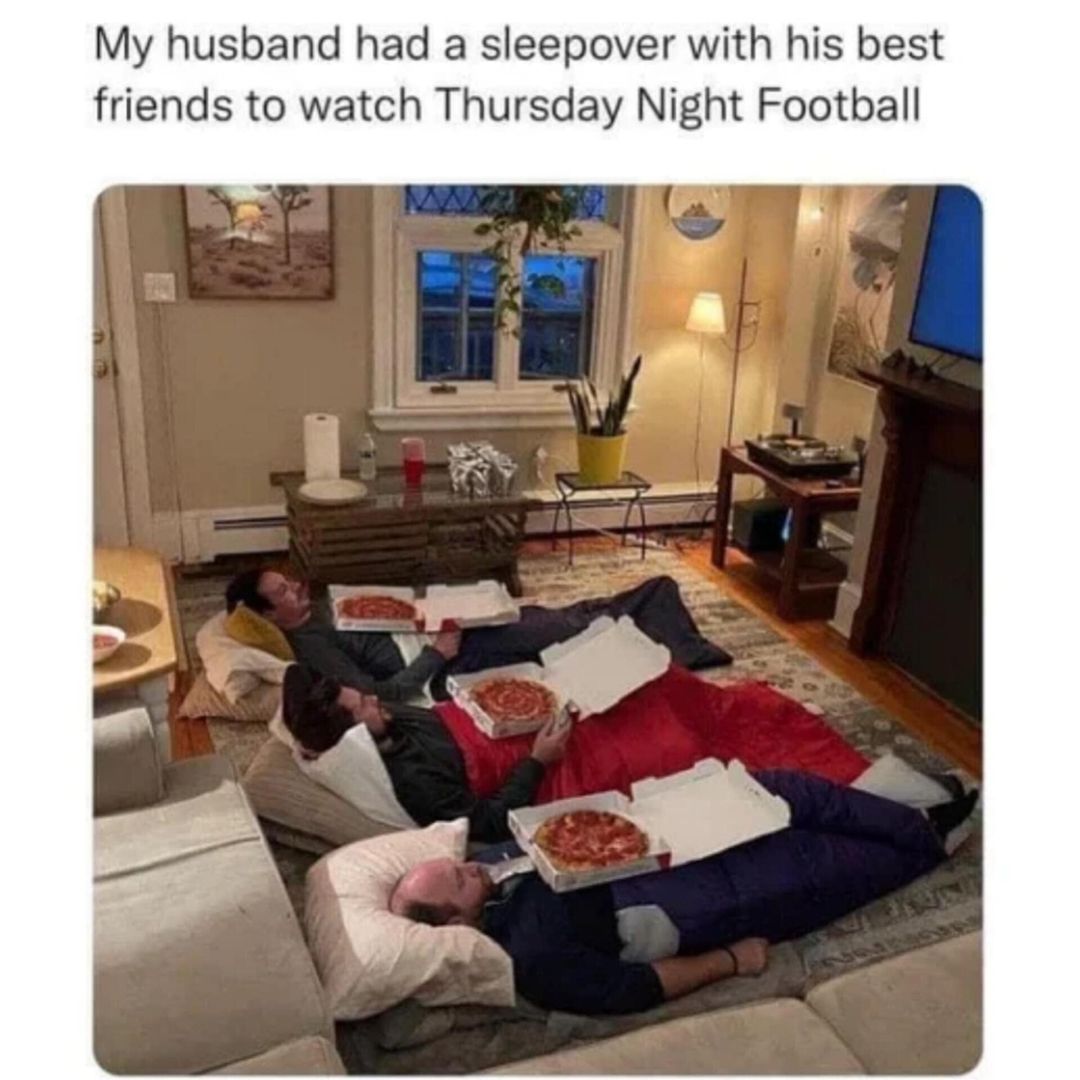 monday morning randomness -  my husband had a sleepover for thursday night football - My husband had a sleepover with his best friends to watch Thursday Night Football