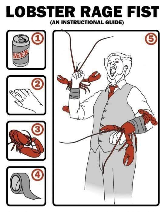 monday morning randomness -  funny weapon of choice - Lobster Rage Fist An Instructional Guide Beer 1 2 5