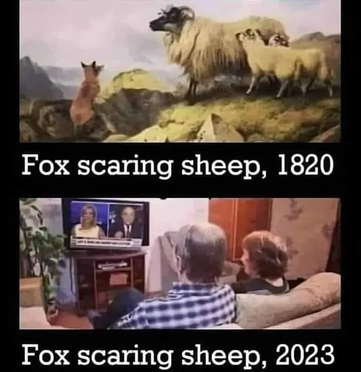 monday morning randomness -  fauna - Fox scaring sheep, 1820 Fox scaring sheep, 2023