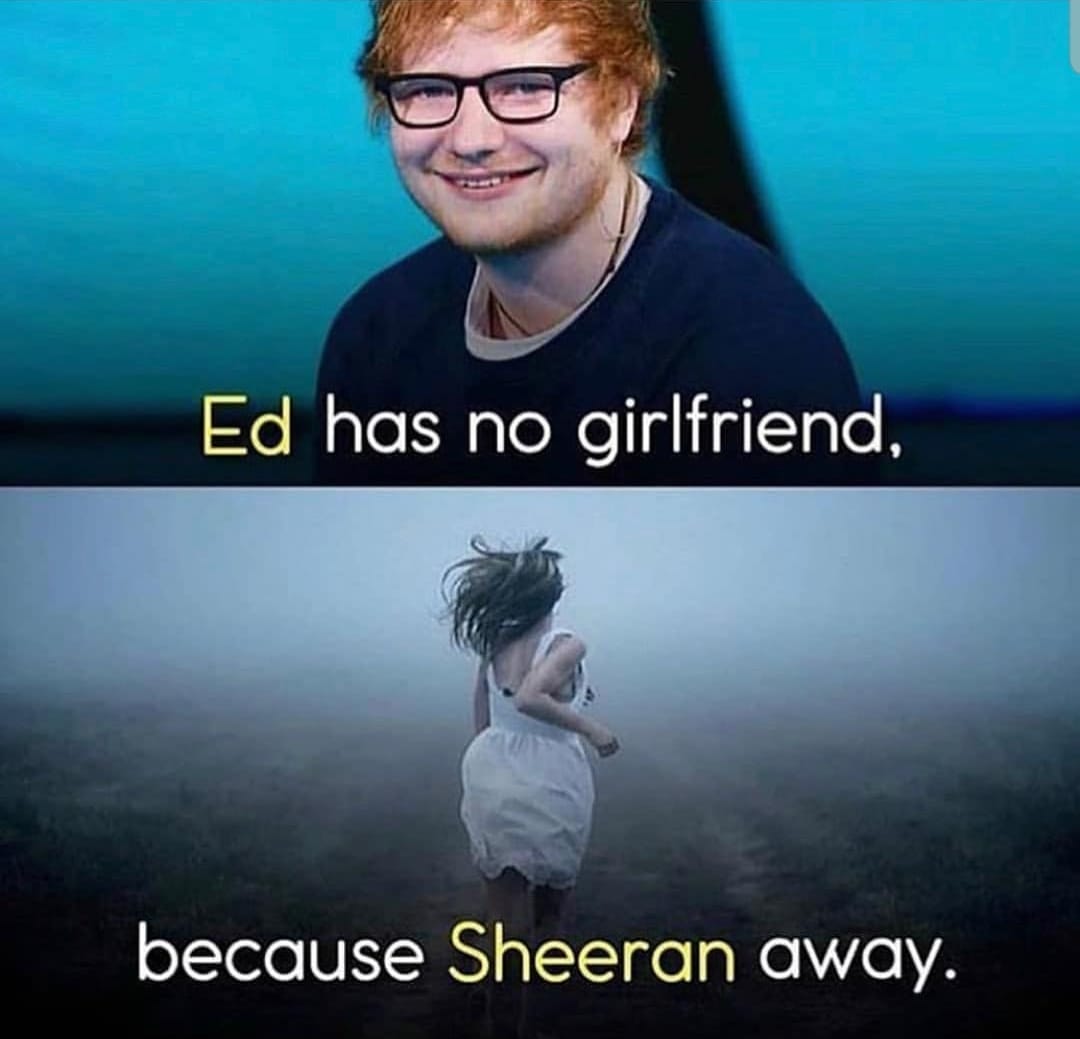 funny pics and memes - photo caption - Ed has no girlfriend, because Sheeran away.