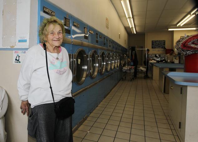 This is Mimi Haist. An 87 year old woman who used to volunteer in the LA laundromat she is seen in here. She got by on the tips left for her by the patrons of the laundromat.