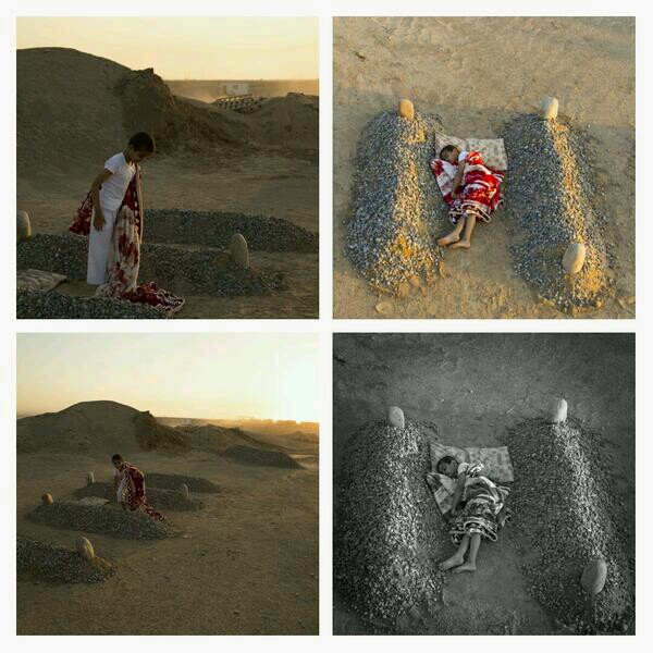 In the U.S.A. two boys forge a photo that went viral depicting a boy sleeping next to his dead parents.  The photo was taken in a gravel site.