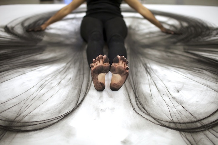New Orlean's Performance Artist Uses Body and Charcoal
