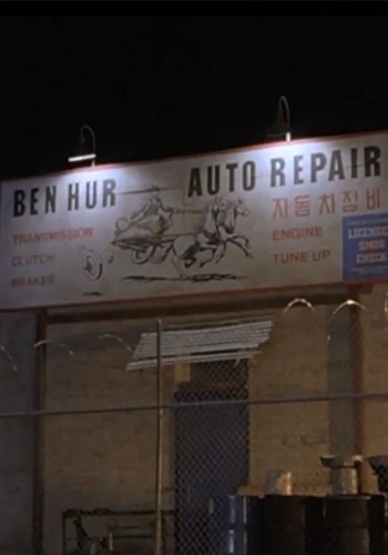 When Walter single-handedly fights the Nihilists, there's a billboard for 'Ben Hur Auto Repair', this is a reference to align Walter with the famous Jewish hero, Ben Hur.