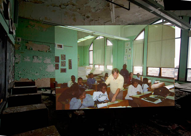 Abandoned School is Filled with Life Using Images From the Past