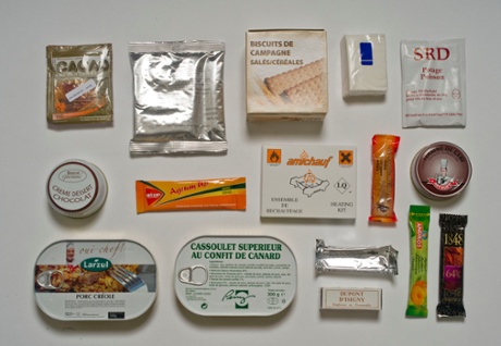 A streamlined but sophisticated French ration pack offers soldiers deer pt, cassoulet with duck confit, creole-style pork and a crme chocolate pudding. There is also a disposable heater, some coffee and flavoured drink powder, muesli for breakfast and a little Dupont d'Isigny caramel.