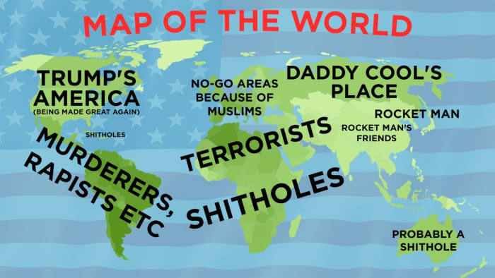 map - Map Of The World Trump'S America Daddy Cool'S NoGo Areas Because Of Place Muslims Rocket Man Ists Rocket Man'S Friends Being Made Great Again Murderers, So Rapists Etc Shitholes Terrorists Ro Shitholes Probably A Shithole