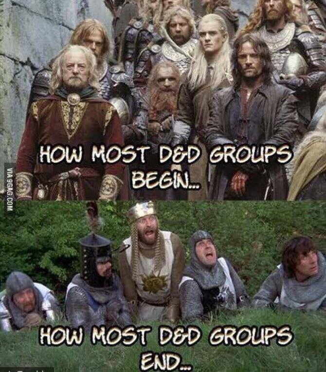 d&d memes - How Most Ded Groups Begin.... Via 9GAG.Com How Most Ded Groups End..