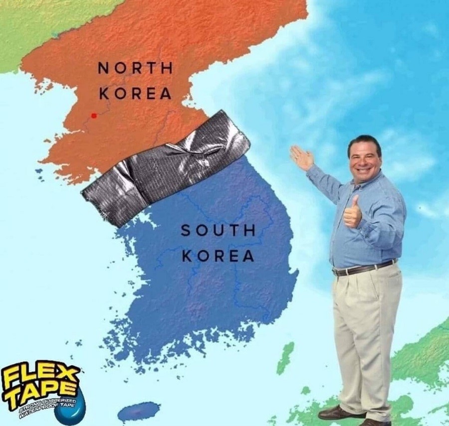 offensive memes - North Korea South Korea . A Uuterized Bonded Of Tape