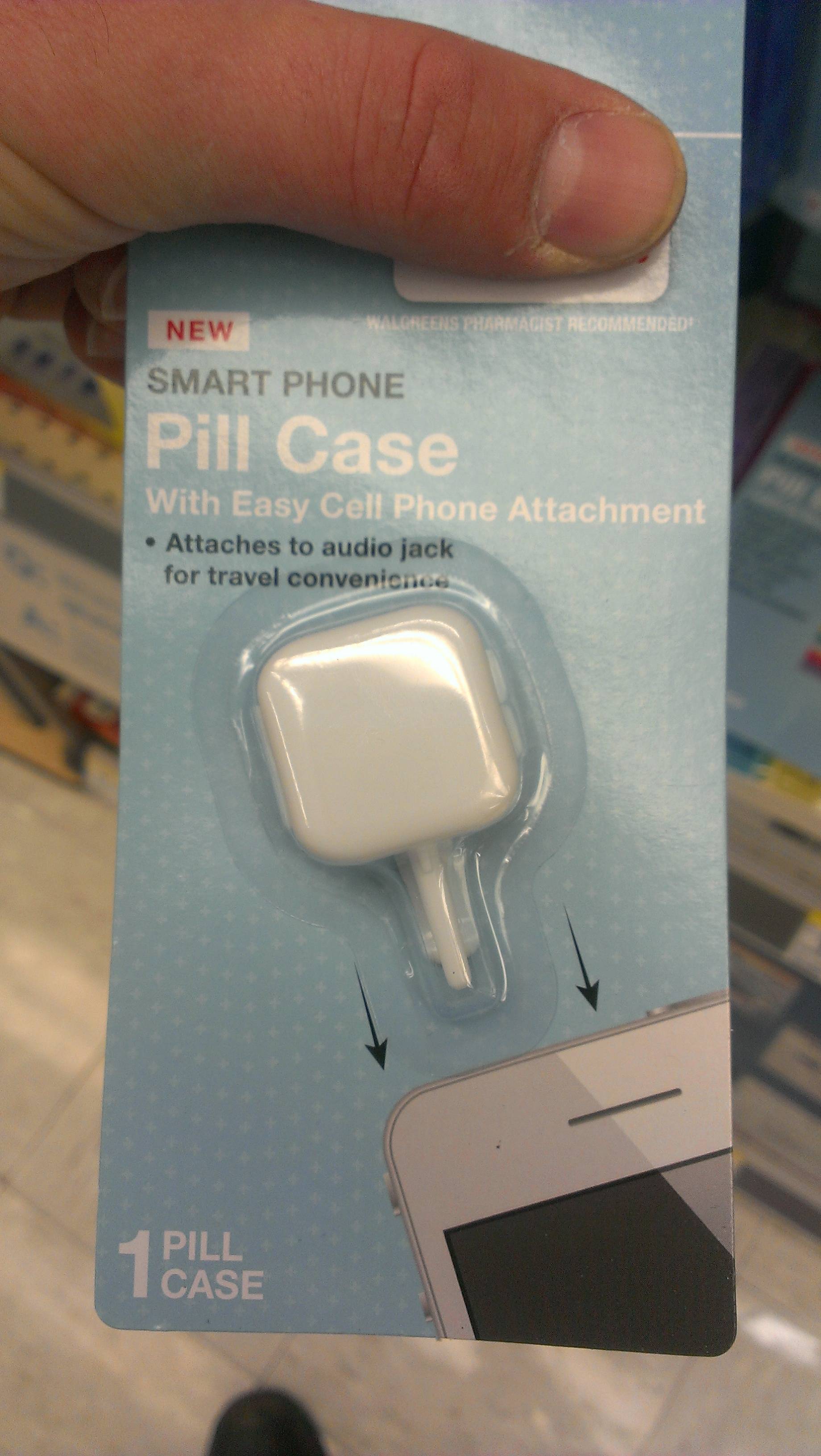 electronics - New Walgreens Pharmacist Recommended Smart Phone Pill Case With Easy Cell Phone Attachment Attaches to audio jack for travel convenience Pill I Case
