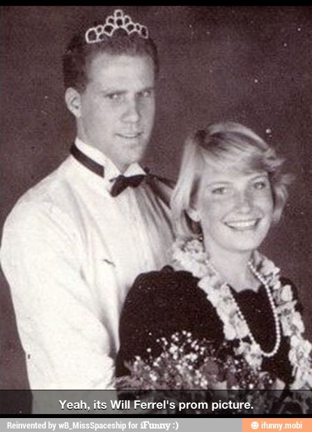 Will Ferrell High School Prom photo.  His date looks like a young Cameron Diaz.