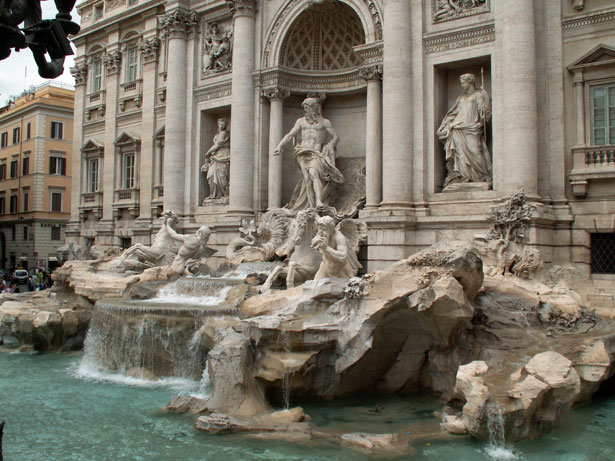 The world famous Trevi Fountain in Rome, Italy