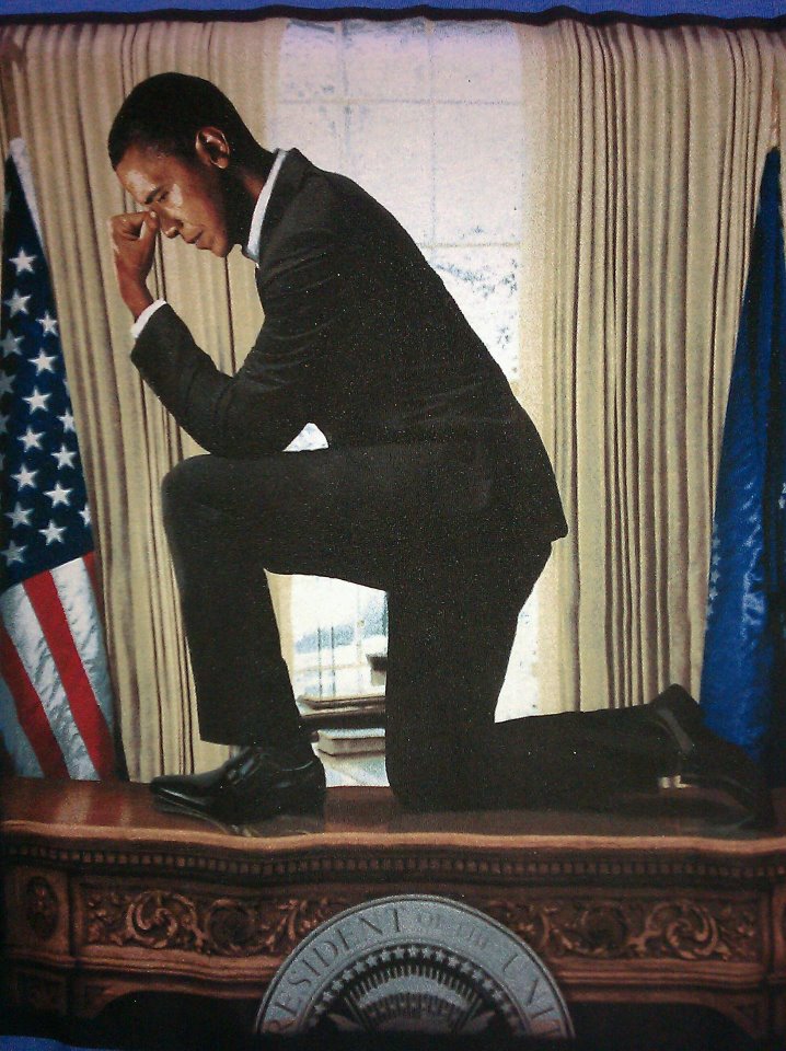 President Obama is seen here "Tebowing"