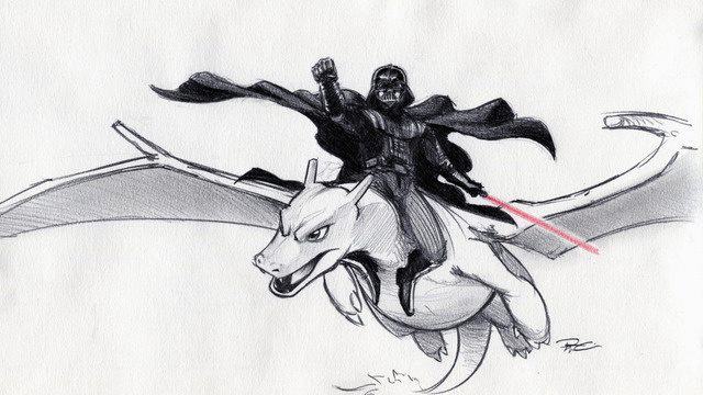 Vader riding a charizard :D