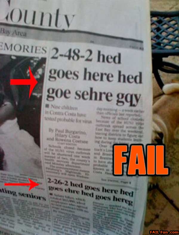 Newspaper fail