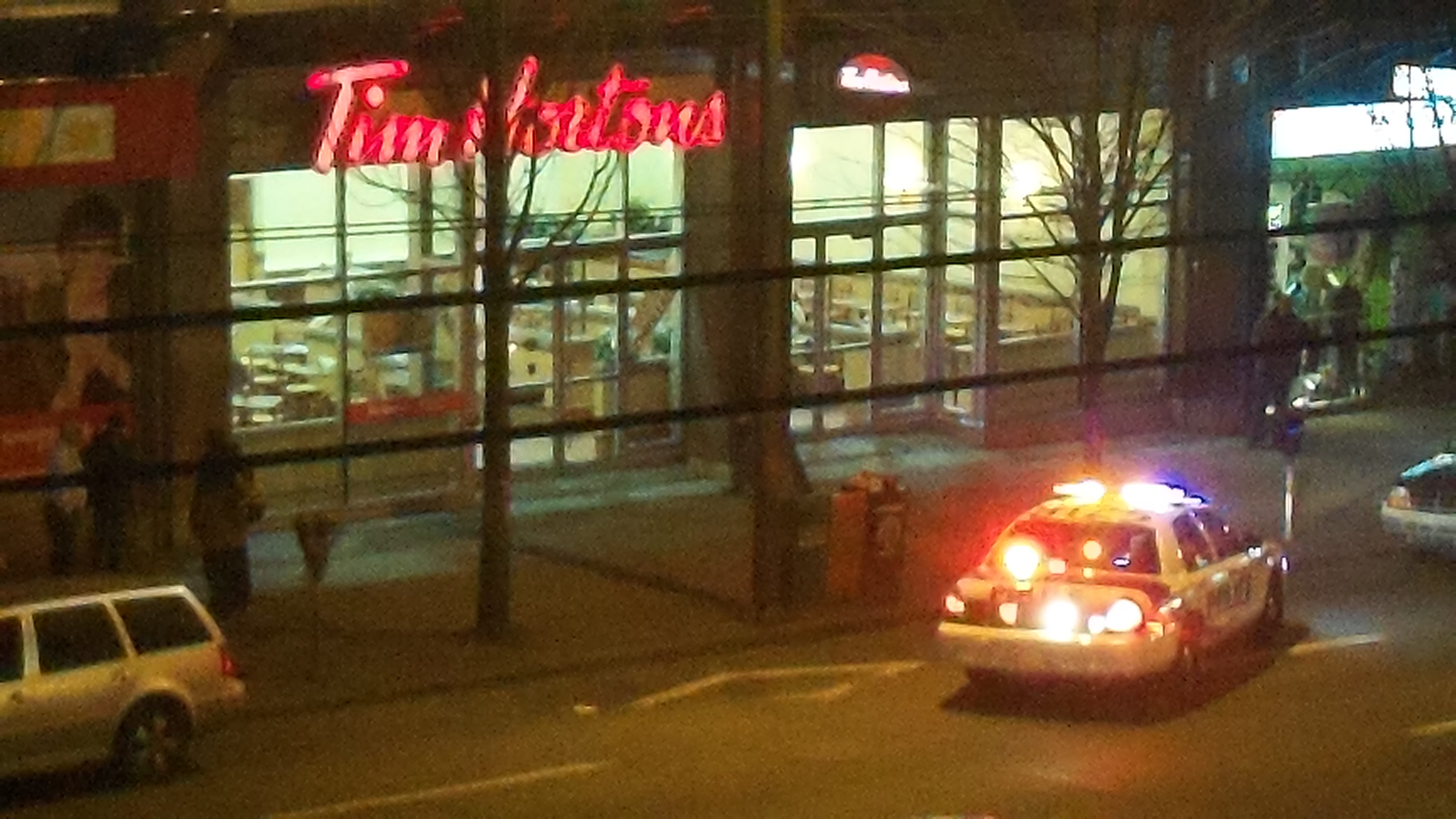 out side my hotel down town Vancouver ,there were up to 3 cop cars all going in and out of the Tim Hortons