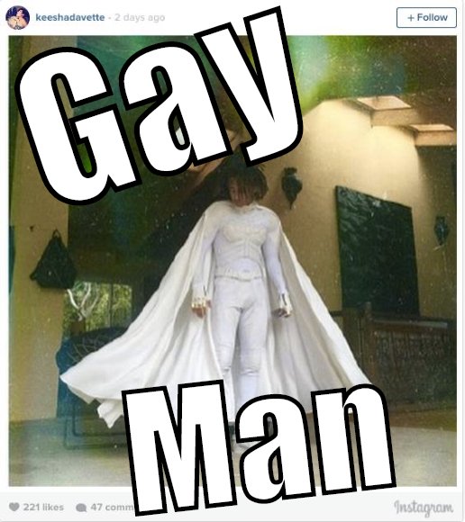 Jaden just came out of the closet, and wanted to celebrate with his new identity.  GAY MAN!