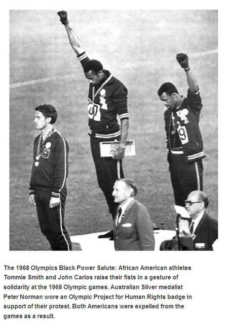 black power olympics - The 1968 Olympics Black Power Salute African American athletes Tommie Smith and John Carlos raise their fists in a gesture of solidarity at the 1968 Olympic games. Australian Silver medalist Peter Norman wore an Olympic Project for 