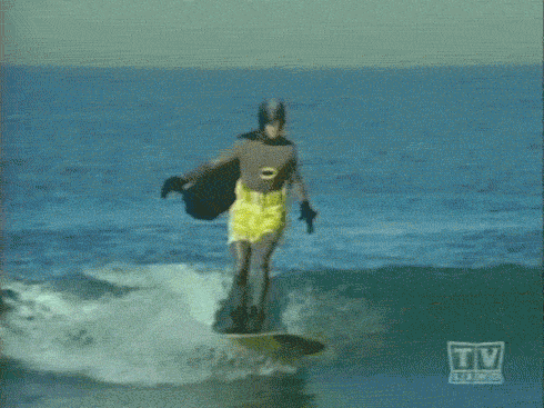 batman surfing gif