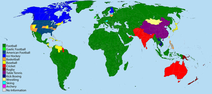Most popular sports by country