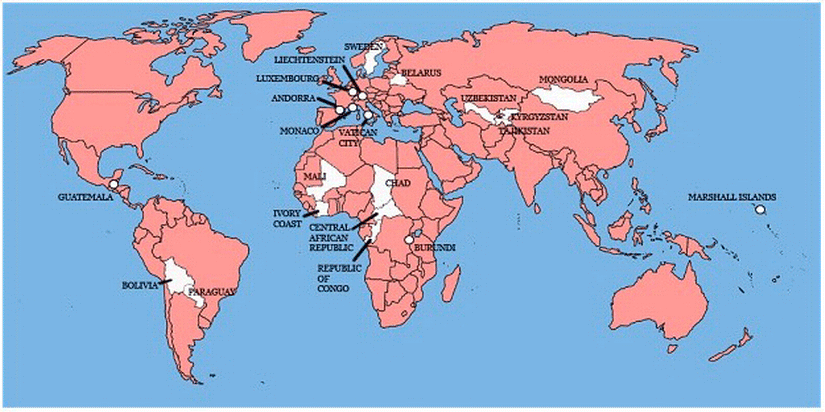 The countries in white are the ones that Britain has never invaded.