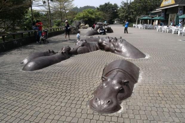 "Hippos" at Tapei Zoo. Tapei, Taiwan