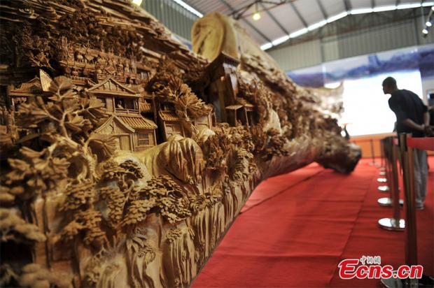This 40-foot-long sculpture is a unique take on a classic Chinese painting called "Along the River During the Qingming Festival."