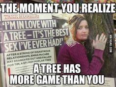 Emma McCabe, 31, told Closer magazine  she has found the most satisfying sexual relationship she’s ever had in a tall poplar tree she has named Tim