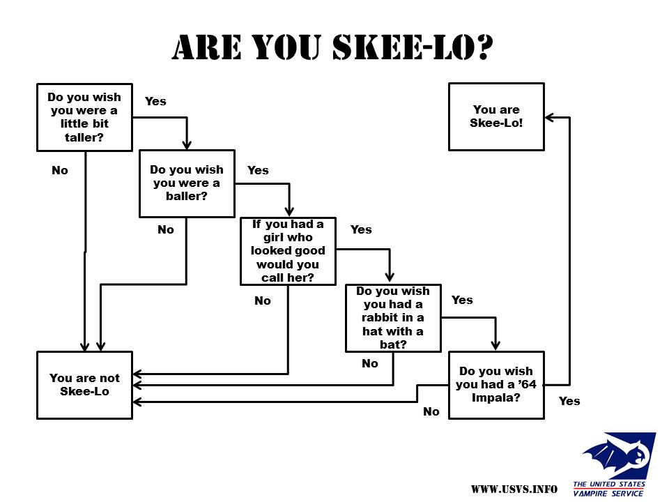 My buddy didn't know who Skee-Lo is, and since he's a bit geeky, I wrote this flowchart to help him out.