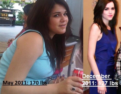 girl from fat to slim - 127 lbs 170 lbs