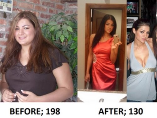 fat to hot transformation - Before; 198 After; 130