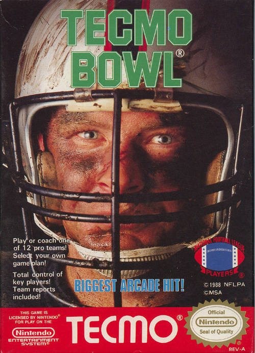 tecmo bowl nes box art - Tecmo Bowl Size Play or coach one of 12 pro teams! Select your own game plan! Total control of key players! Riggest Argade Hit! Players C 1988 Nflpa Cmsa included! This Game Is Licensed By Nintendo For Play On The Tecmos Official 