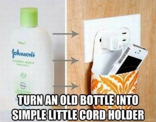 life hack plastic bottle reuse - Johnson's or Turn An Old Bottle Into Simple Little Cord Holder