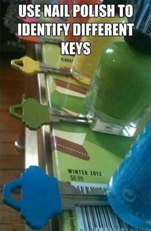 life hack Use Nail Polish To Identify Different Keys Con Winter 2012 $8.99 isplay ube