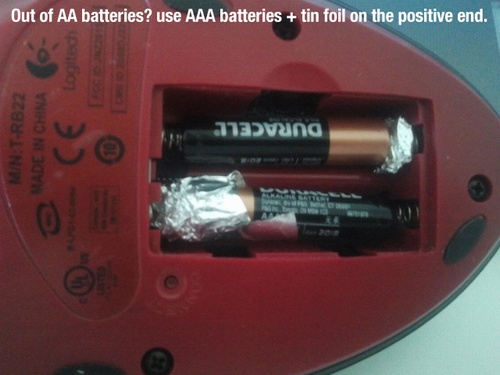 life hack cool life hacks - Out of Aa batteries? use Aaa batteries tin foil on the positive end. Logite MintRB22 Made In China Ce Duracell