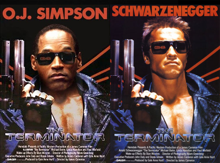 arnold schwarzenegger terminator poster - O.J. Simpson Schwarzenegger Terminator Terminator Hanted Palet Hemdale Presents A Pacific Western Production of a James Cameron Film Arnold Schwarmerer "The Terminator Michael Ben, Linda Hamilton and Paul Winfield