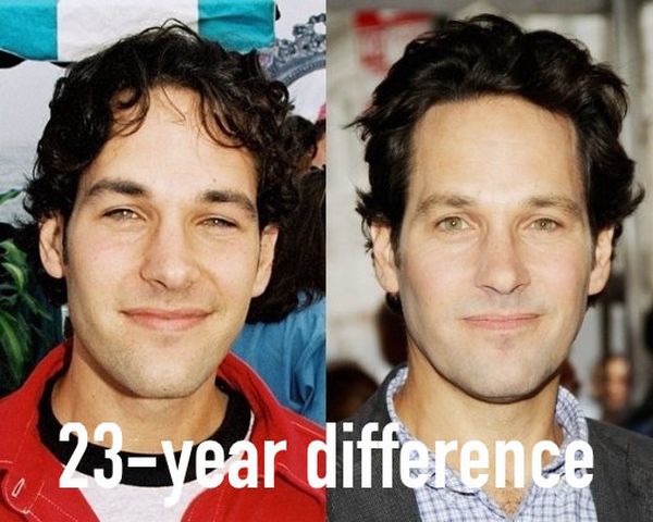 paul rudd young and old - 23vear difference
