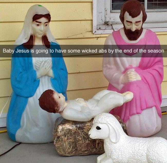 baby jesus abs meme - Baby Jesus is going to have some wicked abs by the end of the season