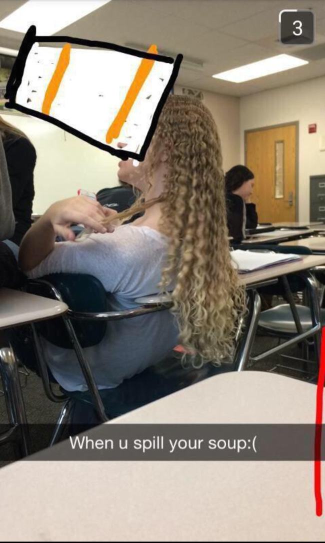 funny snapchat hair - When u spill your soup