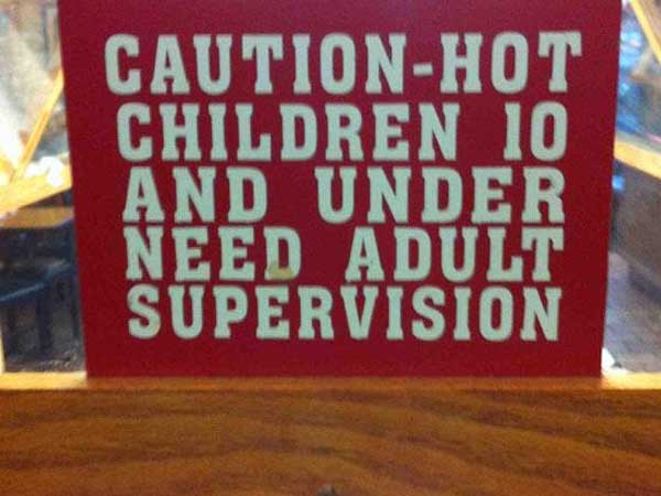 banner - CautionHot Children 10 And Under Need Adult Supervision