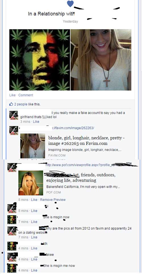 funny caught lying on facebook - In a Relationship with Yesterday Comment 2 people this 1 you really make a fake account to say you had a ked lol girlfriend thats 3 mins favim.com image262263 blonde, girl, longhair, necklace, pretty image on Favim.com Ins