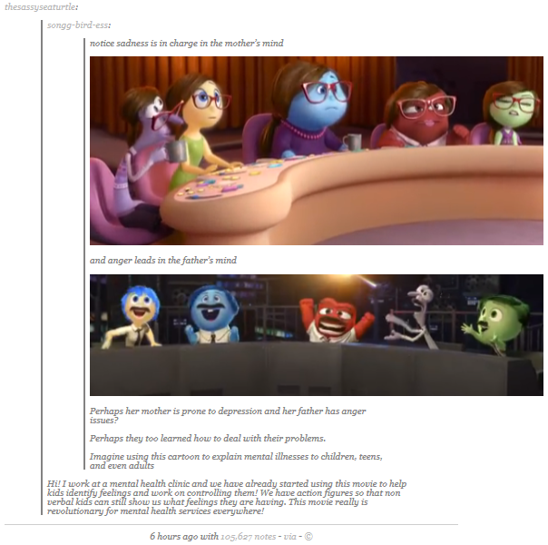 inside out movie memes - thesassyseaturtle songgbirdess notice sadness is in charge in the mother's mind and anger leads in the father's mind Perhaps her mother is prone to depression and her father has anger issues? Perhaps they too learned how to deal w