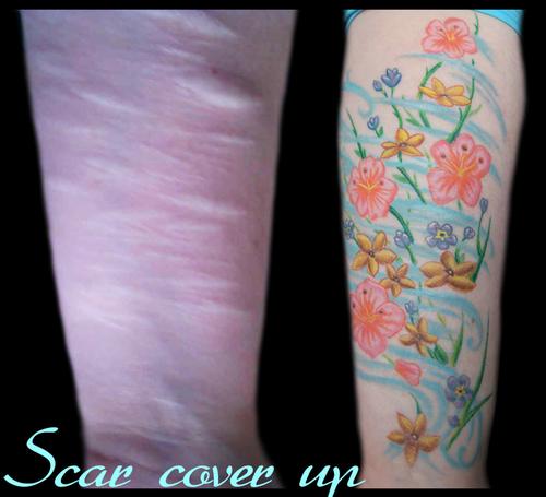 cutting scar tattoo cover up - Scar cover up