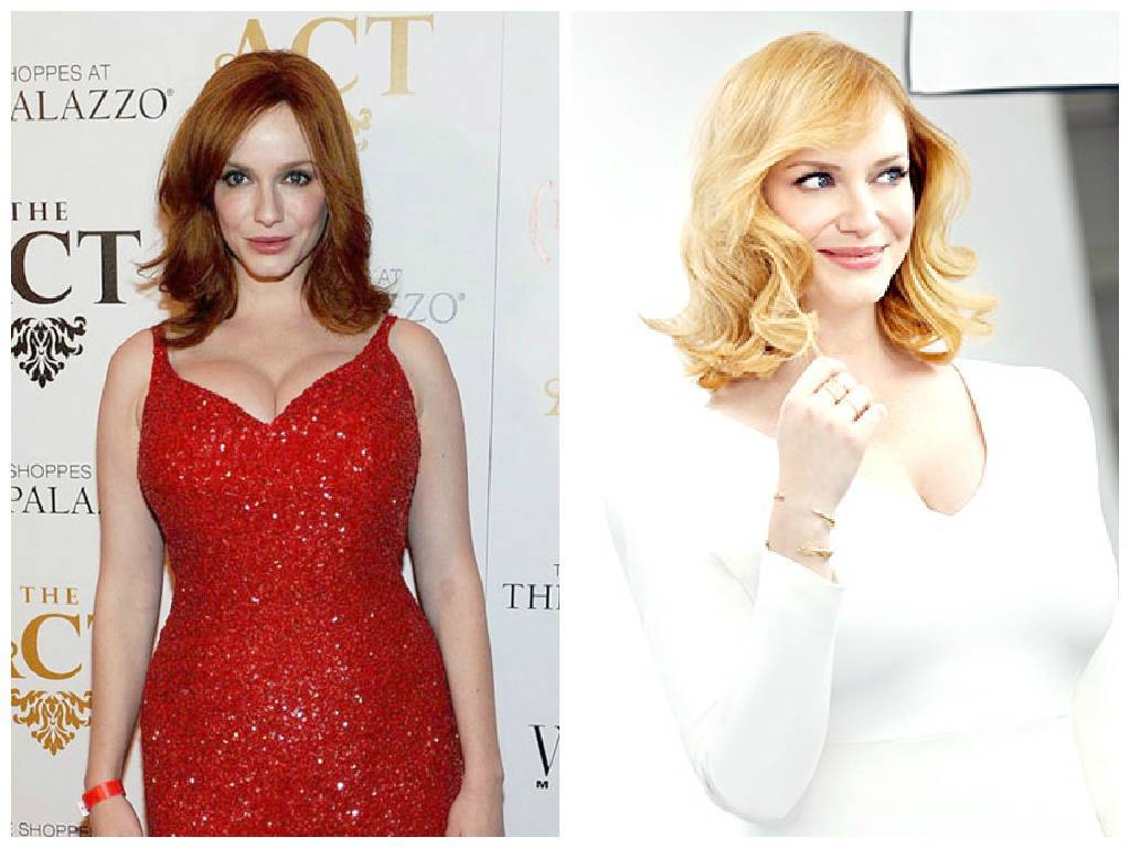 Christina Hendricks-After years playing the infamous redhead Joan Harris on Mad Men, Christina Hendricks decided to switch it up and go blonde. “The color has this new energy about it,”