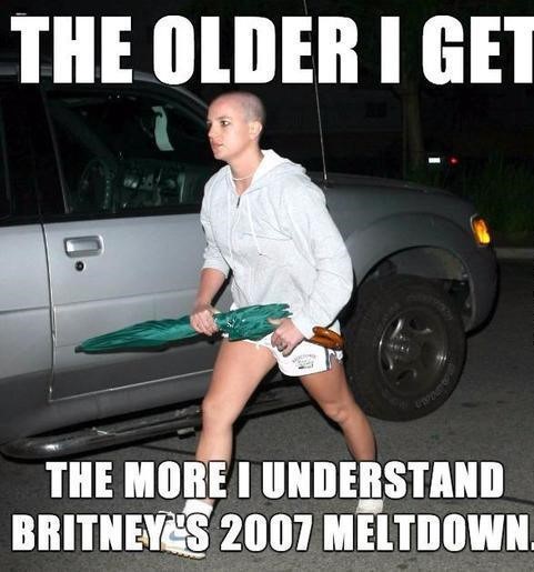 britney spears 2007 meme - The Older I Get The More I Understand Britney'S 2007 Meltdown