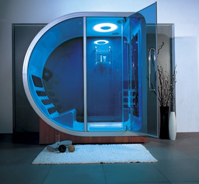 Curved Shower... Stand up or recline, this shower's got you covered.