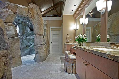 Cave Shower... Bring the Playboy Grotto to your own bathroom. It will feel like you’re outside, but you’re not.